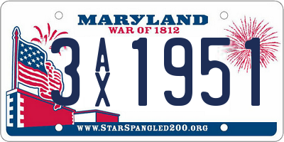 MD license plate 3AX1951