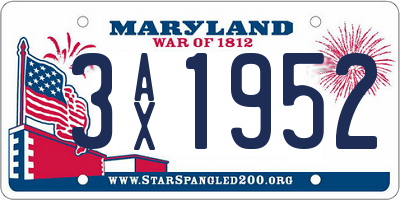 MD license plate 3AX1952