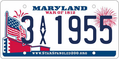 MD license plate 3AX1955