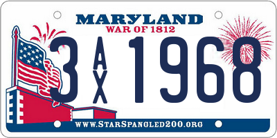 MD license plate 3AX1968