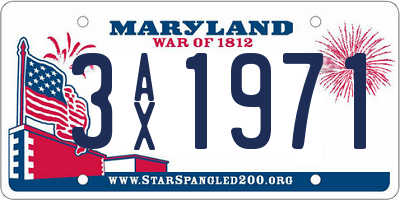 MD license plate 3AX1971