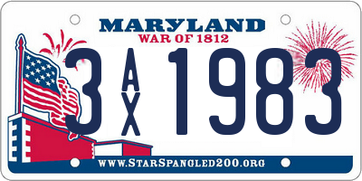 MD license plate 3AX1983