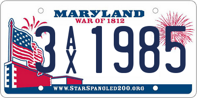 MD license plate 3AX1985