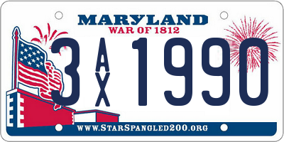 MD license plate 3AX1990