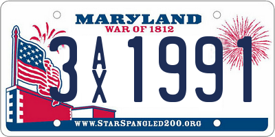 MD license plate 3AX1991