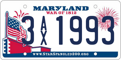 MD license plate 3AX1993