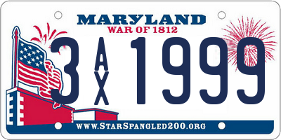 MD license plate 3AX1999