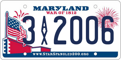 MD license plate 3AX2006