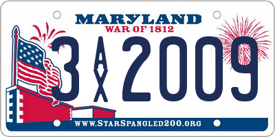MD license plate 3AX2009