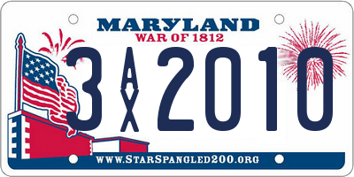MD license plate 3AX2010