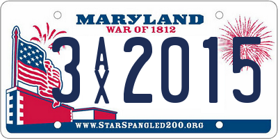 MD license plate 3AX2015