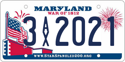 MD license plate 3AX2021