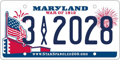 MD license plate 3AX2028