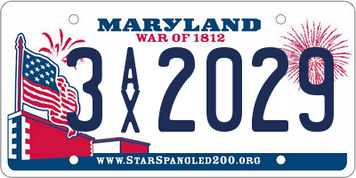 MD license plate 3AX2029