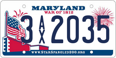 MD license plate 3AX2035