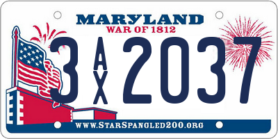 MD license plate 3AX2037