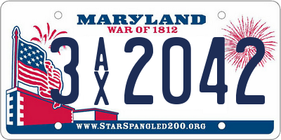 MD license plate 3AX2042