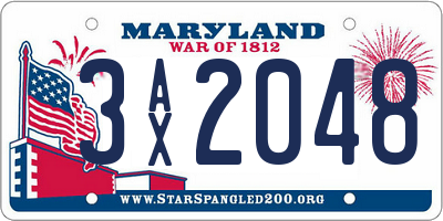 MD license plate 3AX2048
