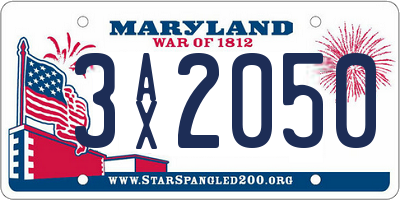 MD license plate 3AX2050