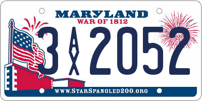 MD license plate 3AX2052