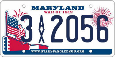 MD license plate 3AX2056