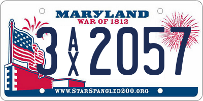 MD license plate 3AX2057