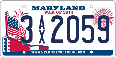 MD license plate 3AX2059