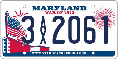 MD license plate 3AX2061