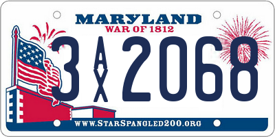 MD license plate 3AX2068