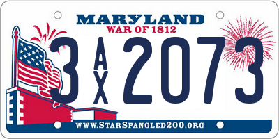 MD license plate 3AX2073