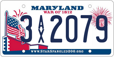 MD license plate 3AX2079