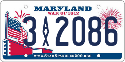MD license plate 3AX2086