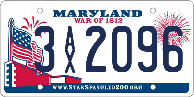 MD license plate 3AX2096