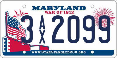 MD license plate 3AX2099