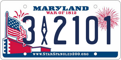 MD license plate 3AX2101