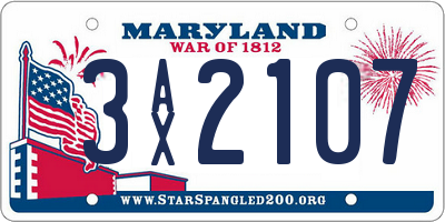 MD license plate 3AX2107