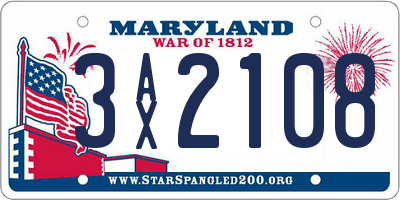 MD license plate 3AX2108