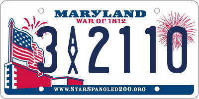 MD license plate 3AX2110