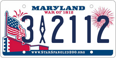 MD license plate 3AX2112