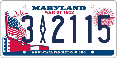 MD license plate 3AX2115
