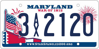 MD license plate 3AX2120