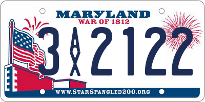 MD license plate 3AX2122