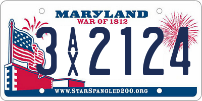 MD license plate 3AX2124