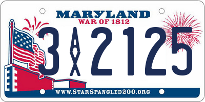 MD license plate 3AX2125