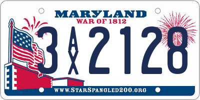 MD license plate 3AX2128