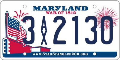 MD license plate 3AX2130