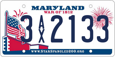 MD license plate 3AX2133