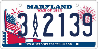 MD license plate 3AX2139