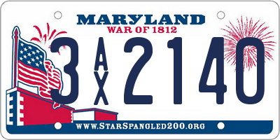 MD license plate 3AX2140