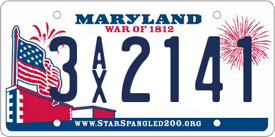 MD license plate 3AX2141